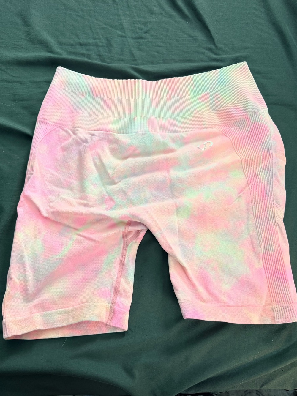 High-Waist Pink Tie-Dye Women’s Bike Shorts